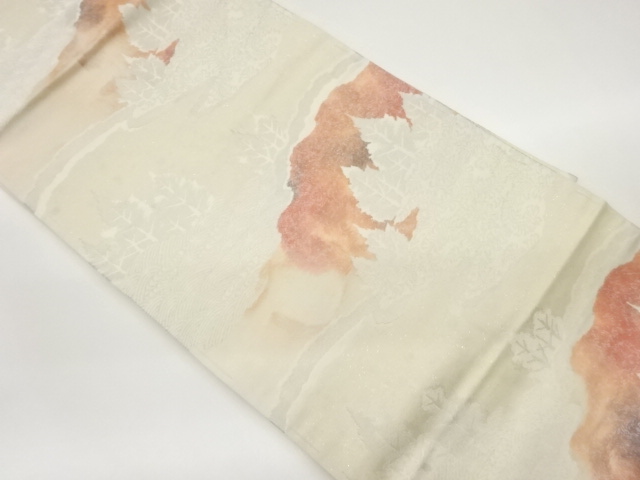 抽象道長取に木々模様織出し名古屋帯